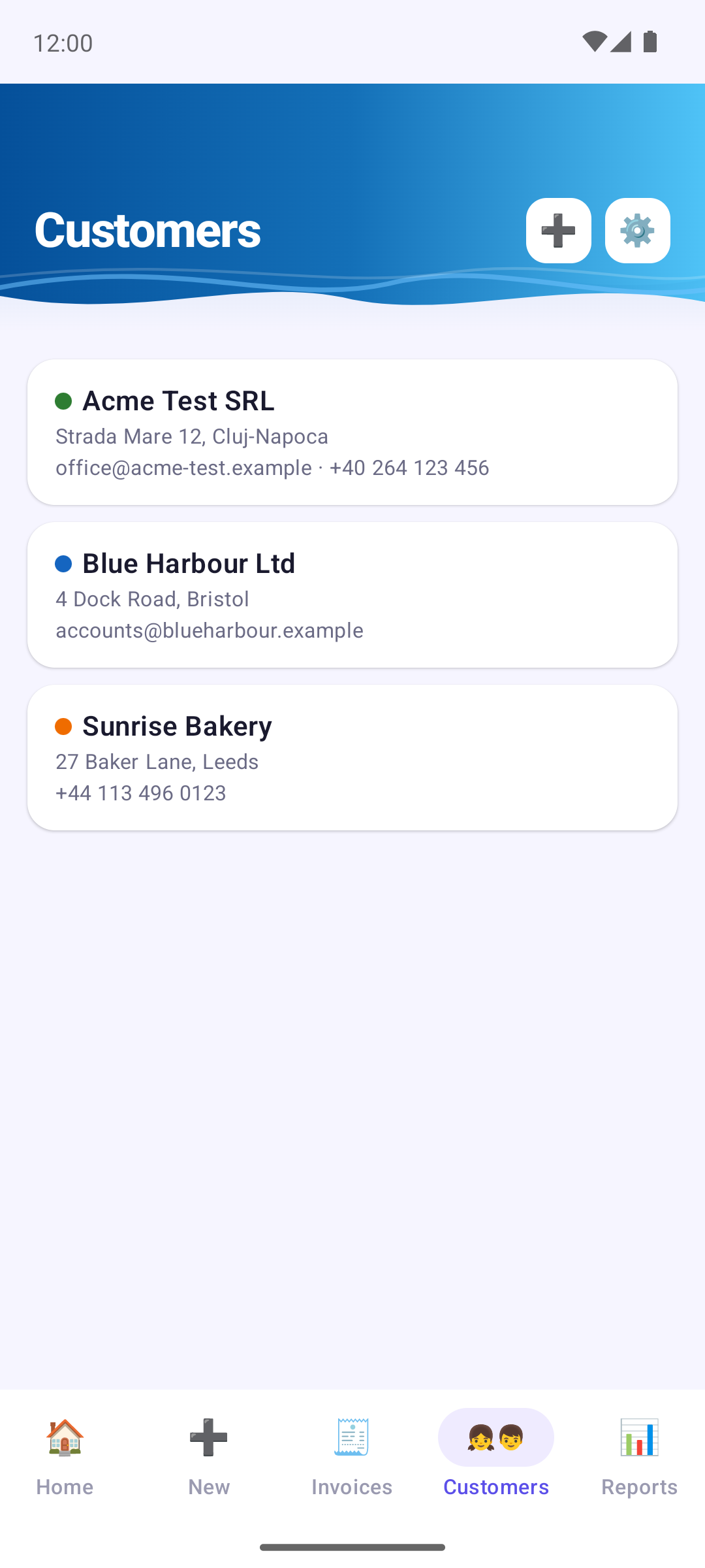 Invoice Cove — Customers