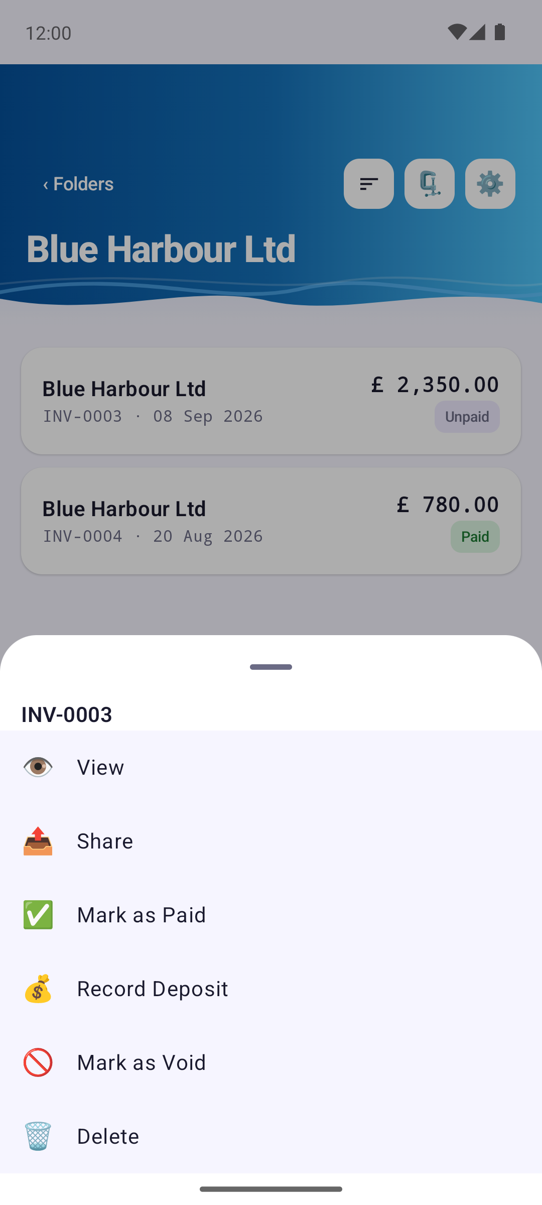 Invoice Cove — Managing invoices