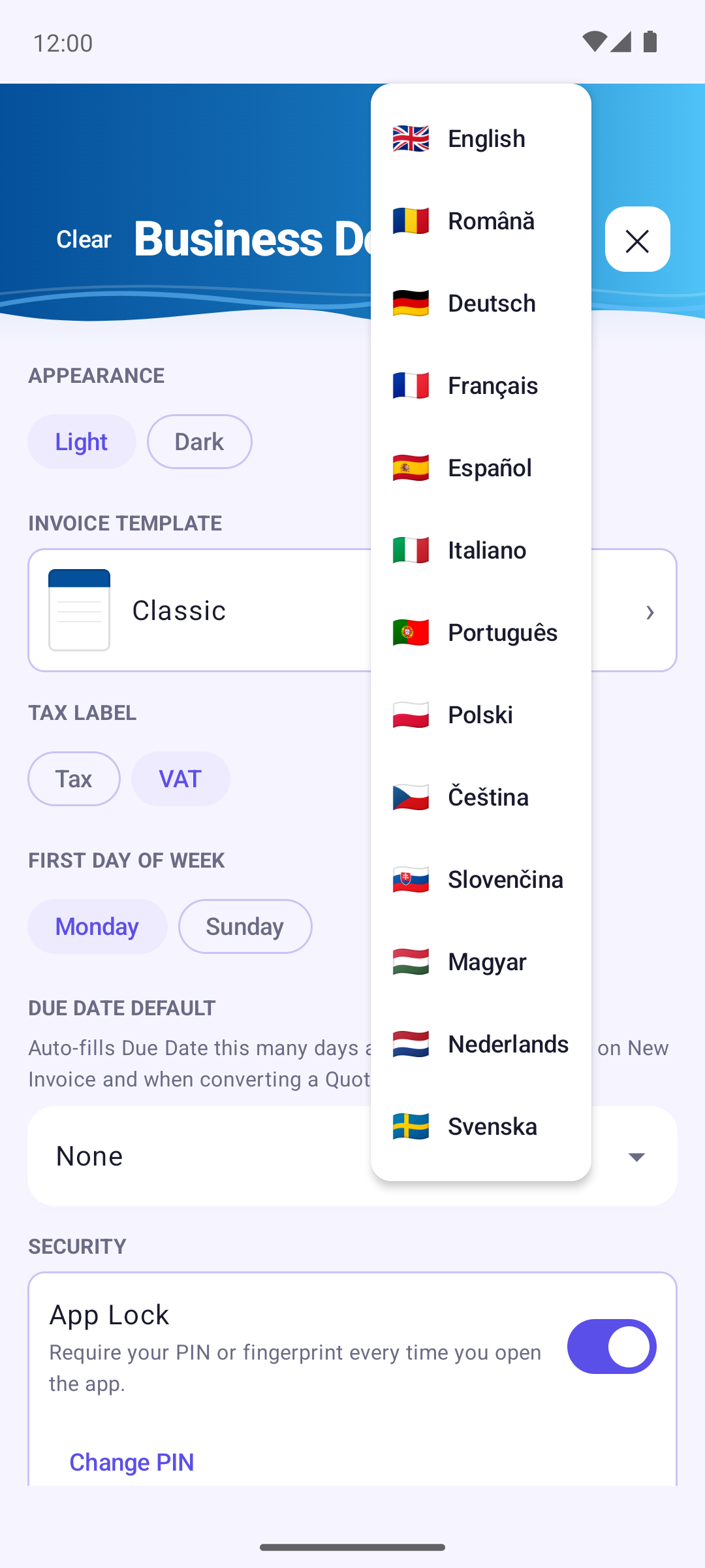 Language picker