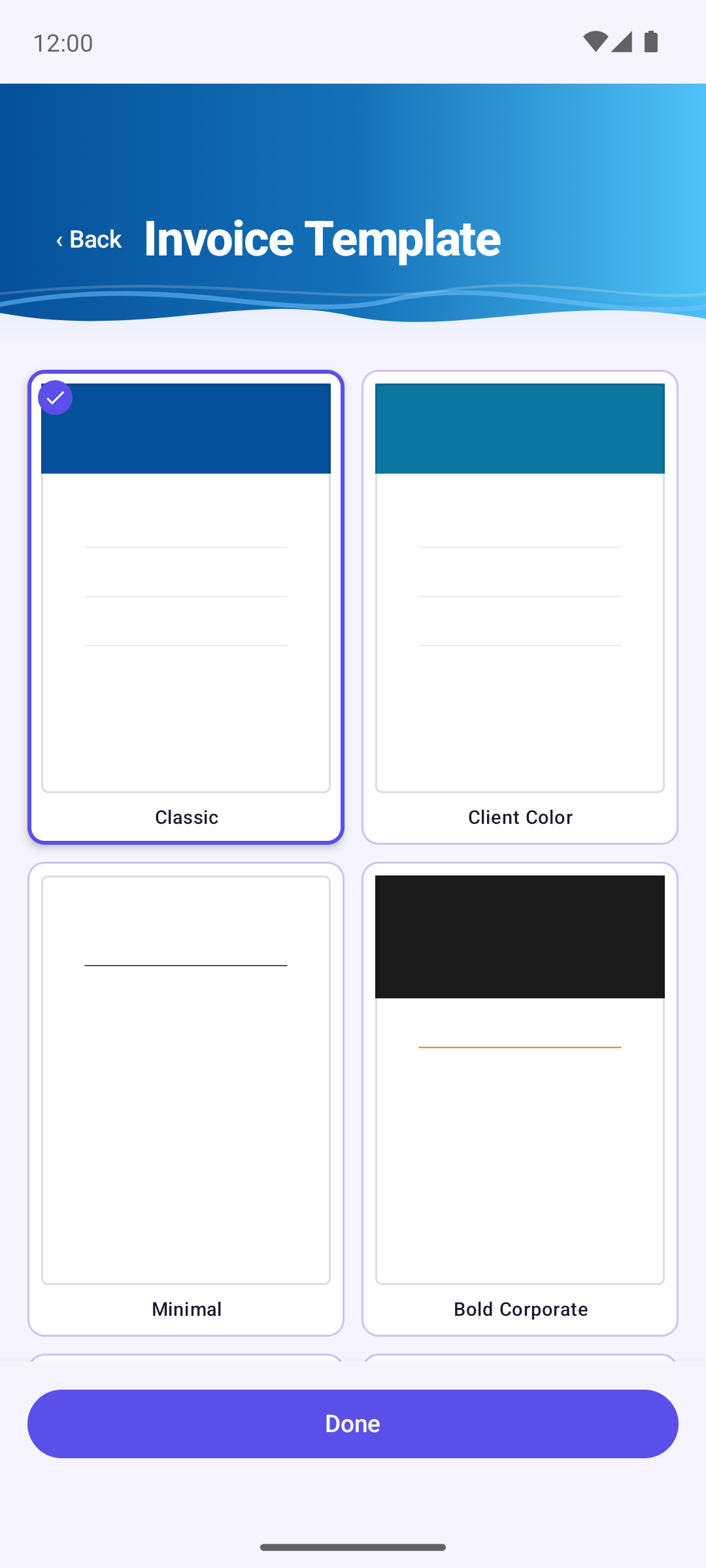 PDF template picker